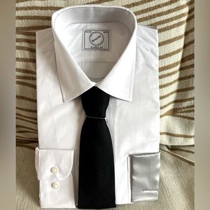 slim fit dress slacks Men's White Marcella Bib Front Classic Fit Formal Dress Shirt With Double  Cuffs